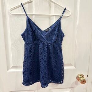 Express Women’s Navy Blue Lace Top - Size XS